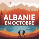 Paysage montagneux en Albanie en octobre avec couleurs d'automne