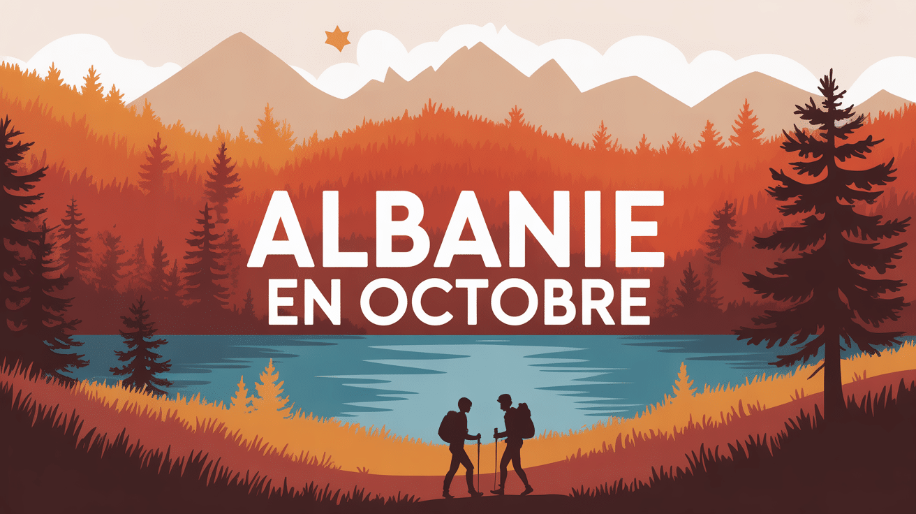 Paysage montagneux en Albanie en octobre avec couleurs d'automne
