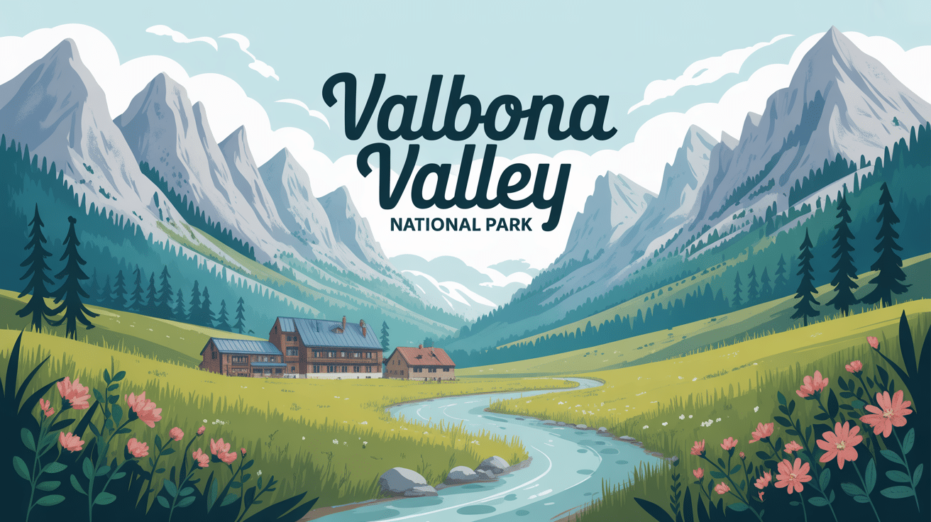 Vallée de Valbona Valley National Park Albania avec montagnes et village