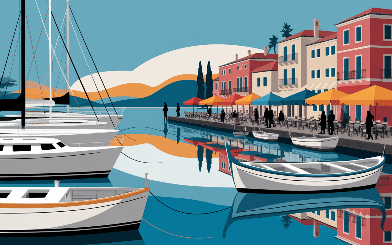 Animation port Hvar yachts et bateaux pêche