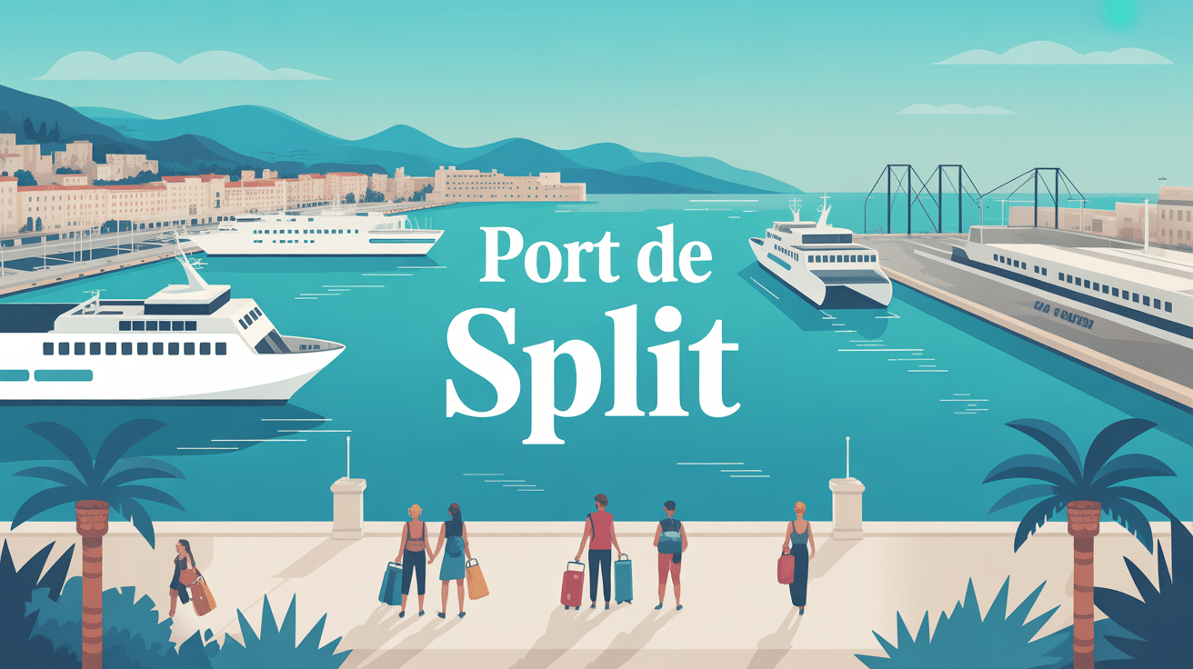Vue panoramique port de Split ferries mer Adriatique