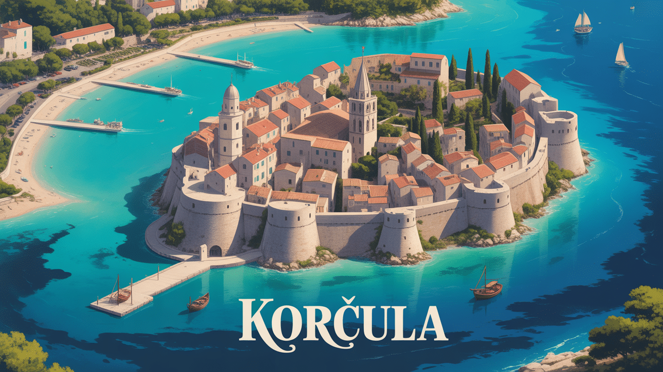 que faire à korcula vue aérienne vieille ville et plages