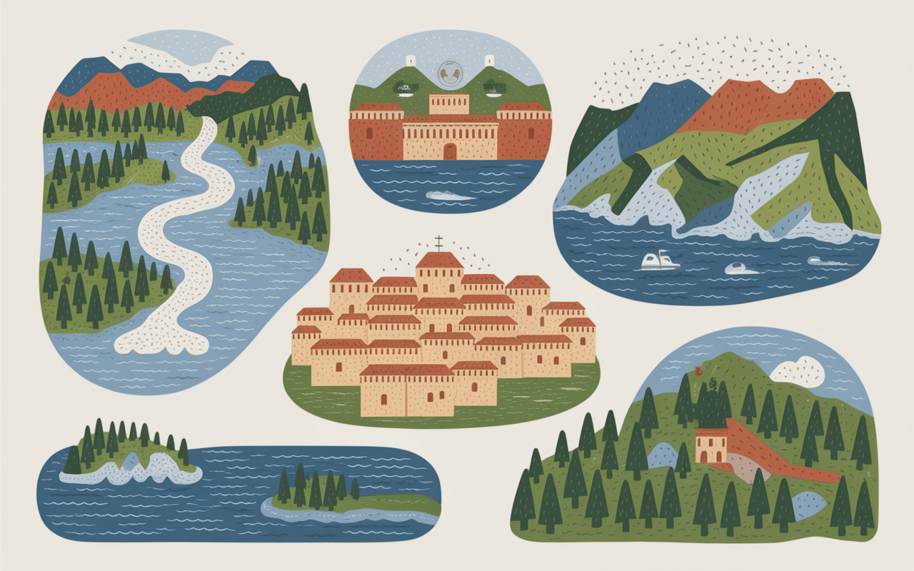 Itinéraire carte stylisée road trip Croatie 2 semaines lacs villes îles