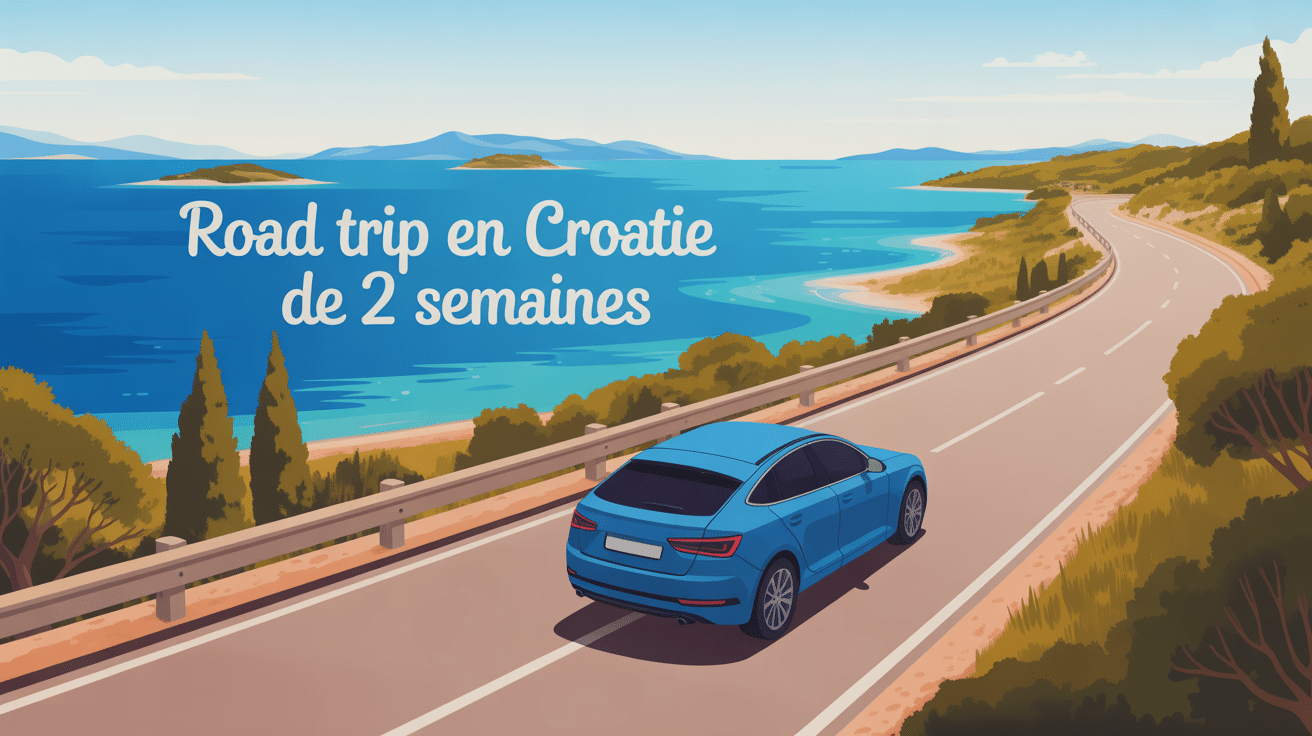 Illustration route côtière Croatie road trip 2 semaines voiture méditerranée