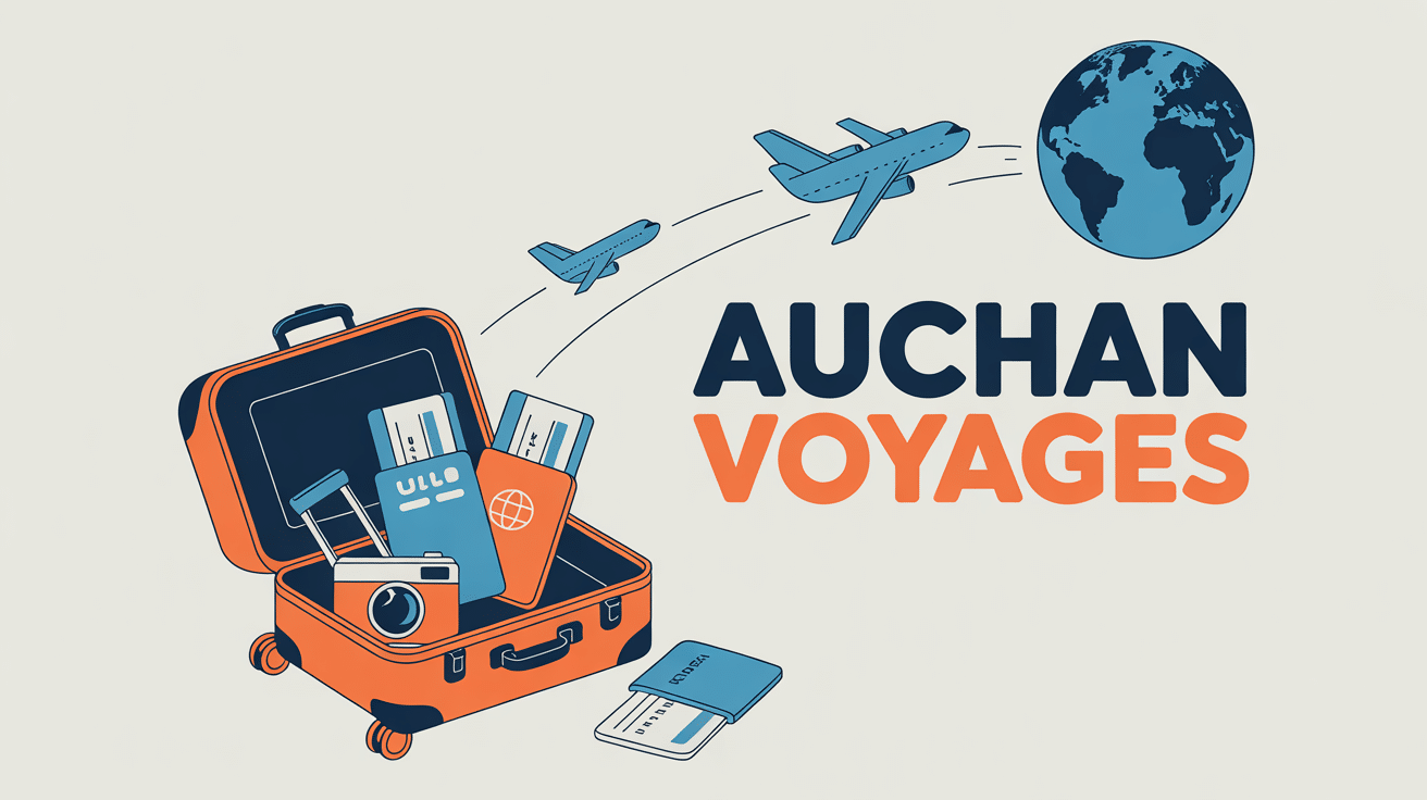 illustration auchan voyages valise globe