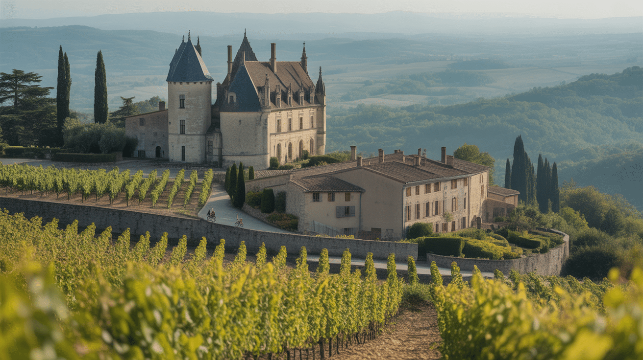 paysage gascon barbotan les thermes château bastide lac vélo