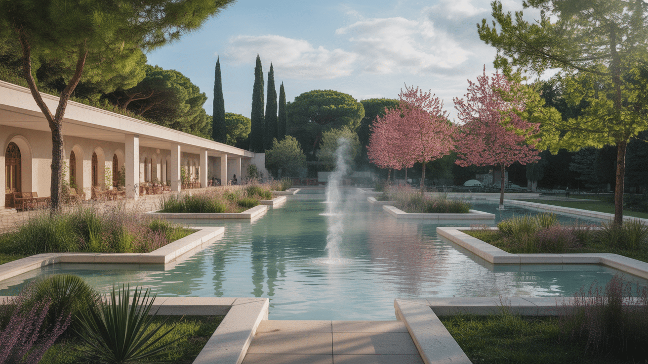 établissement thermal moderne barbotan les thermes jardins curistes