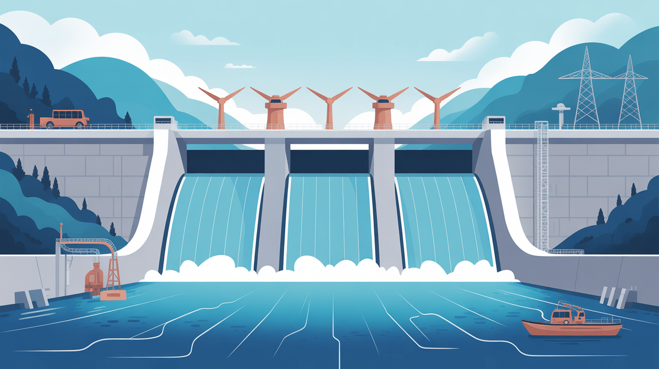 Schéma coupe barrage de Vouglans turbines