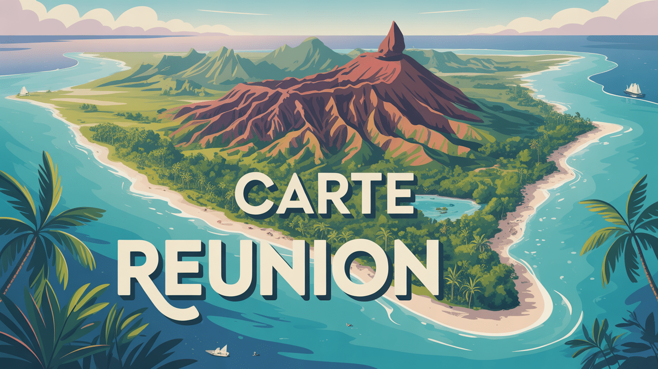 carte reunion vue aerienne stylisee