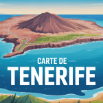 Illustration carte Tenerife stylisée avec montagne centrale