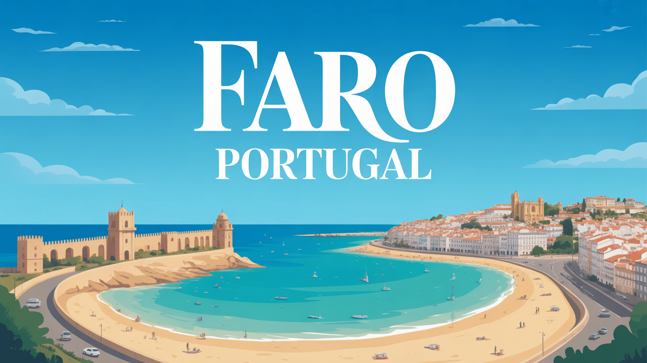 Vue aérienne Faro Portugal remparts plages lagunes