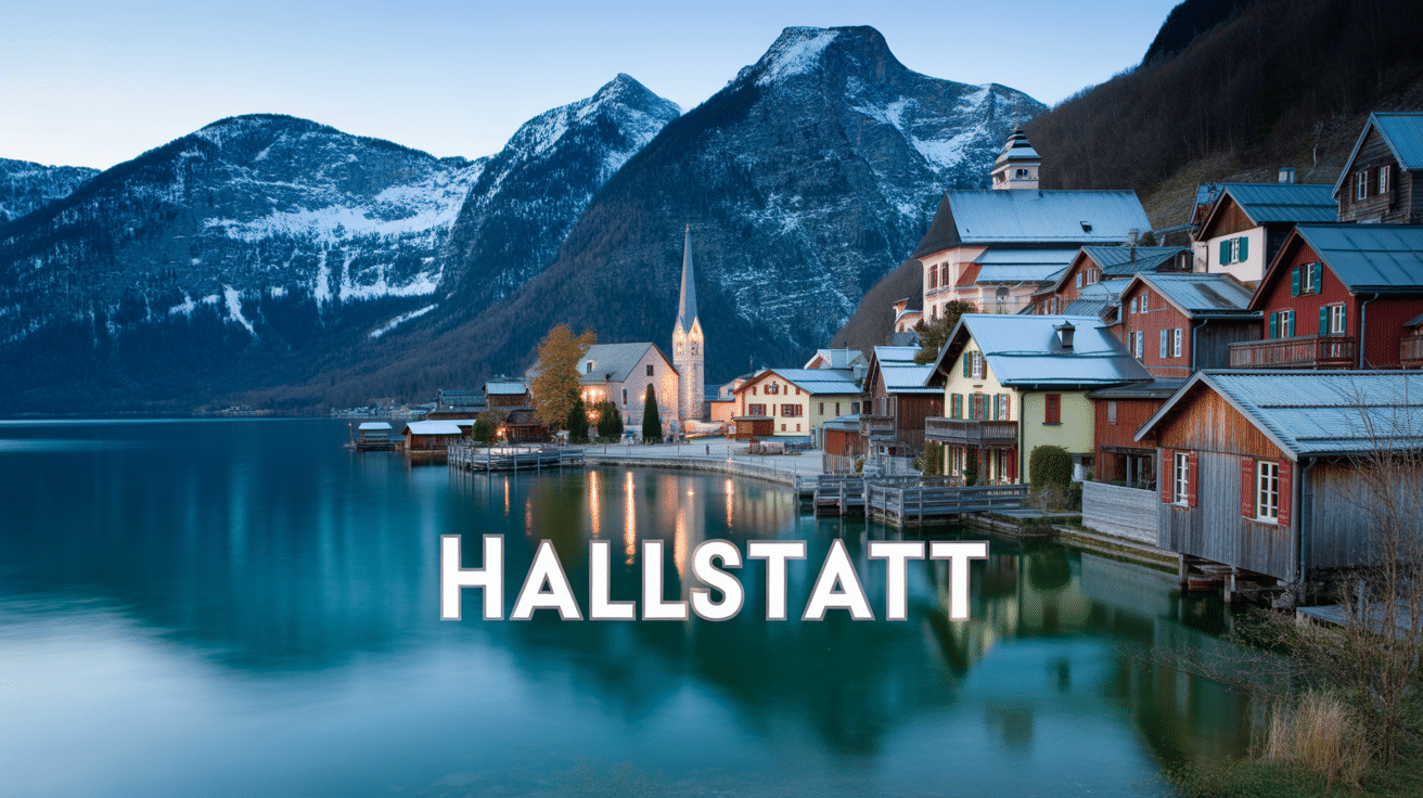 hallstatt village alpin lac reflets montagnes