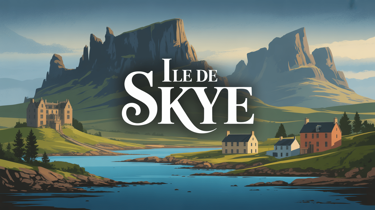 ile de skye panorama montagne chateau brume