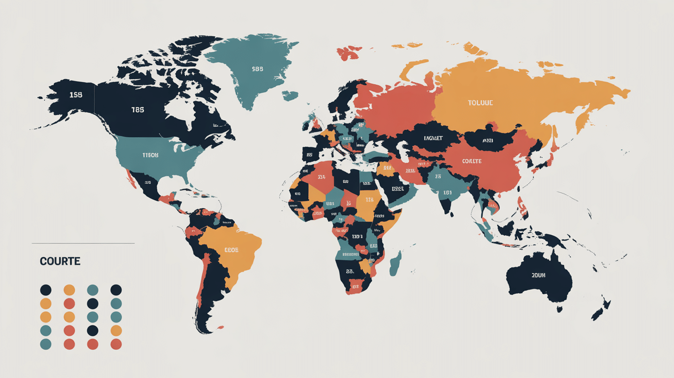 carte des pays en m points colores monde