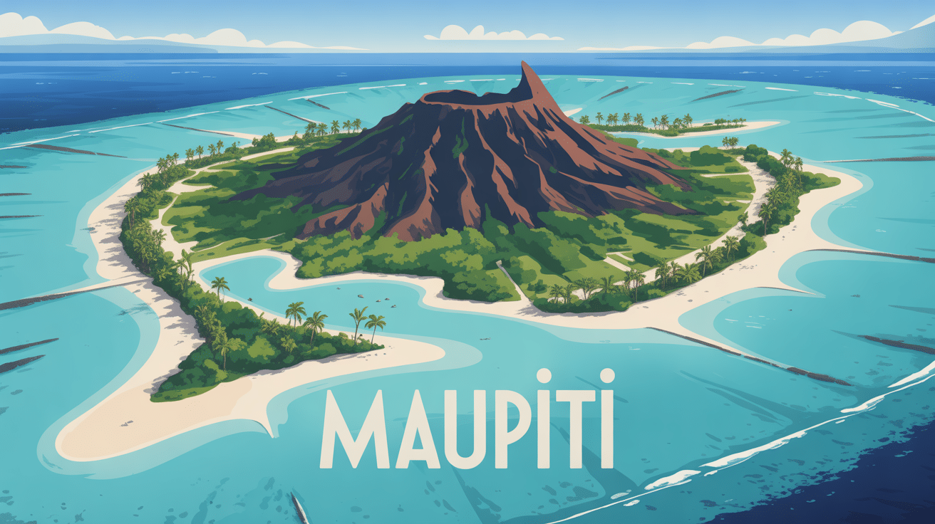 Vue aérienne de Maupiti lagon turquoise