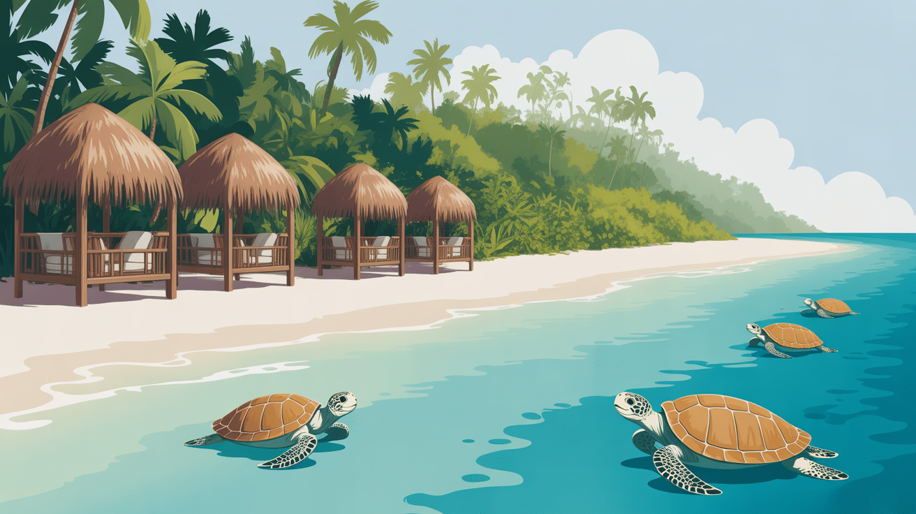 Plage de Maupiti avec tortues lagon