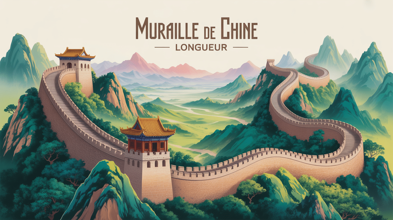 Vue panoramique muraille de chine longueur dans montagnes