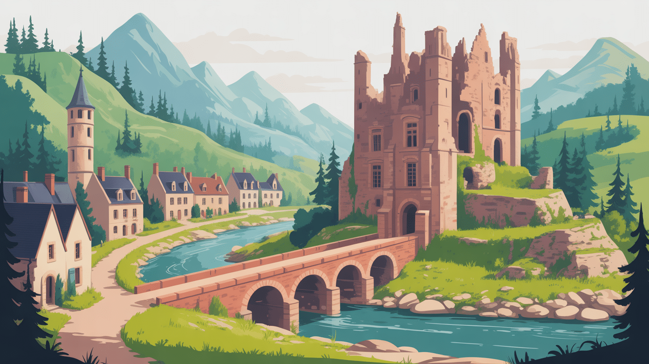 ruines château et pont à olargues