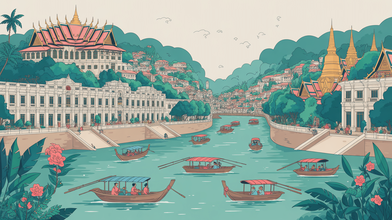 Confluence rivières capitale Cambodge palais colonial
