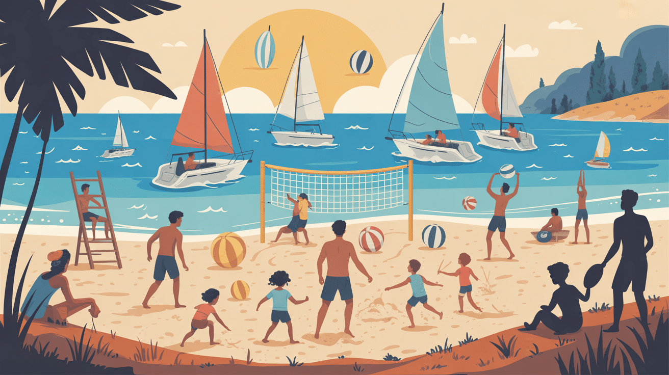 Sports et loisirs famille plage de Deauville