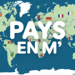 planisphère pays en m avec 18 drapeaux sur continents