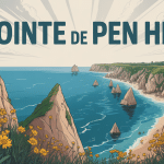 Vue panoramique pointe de pen hir falaises et océan