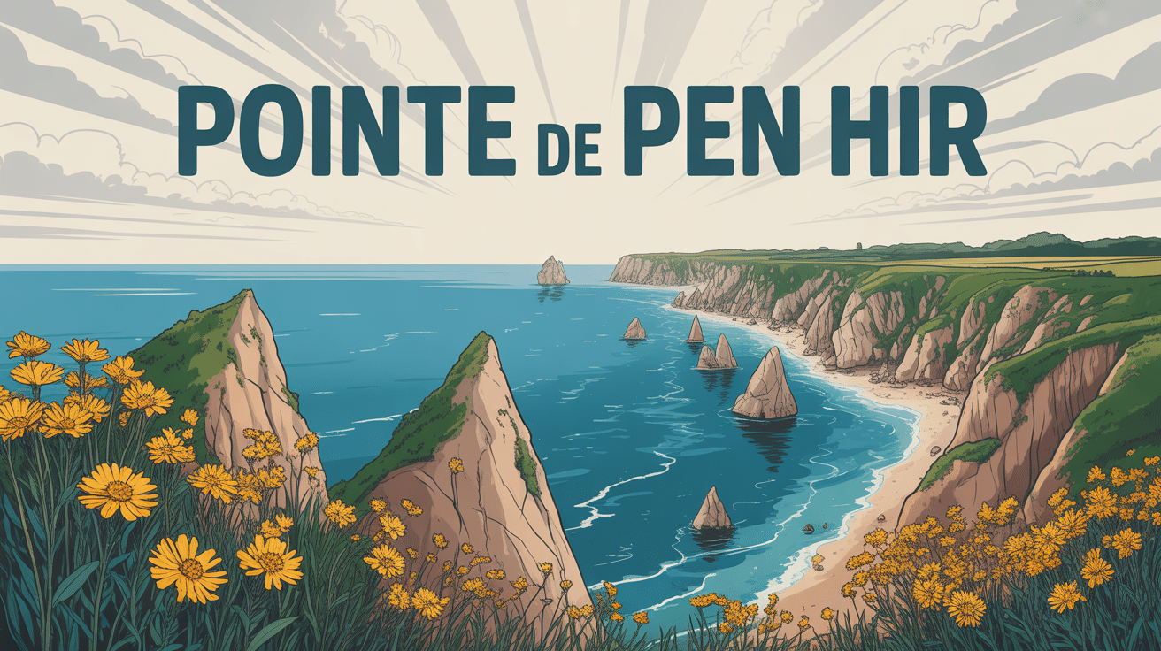 Vue panoramique pointe de pen hir falaises et océan