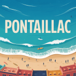 vue aerienne plage pontaillac surfeurs front de mer