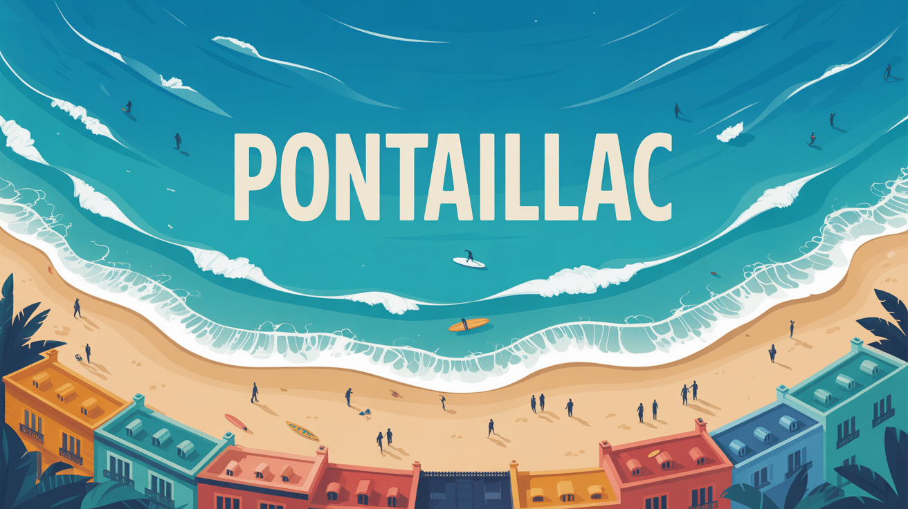 vue aerienne plage pontaillac surfeurs front de mer