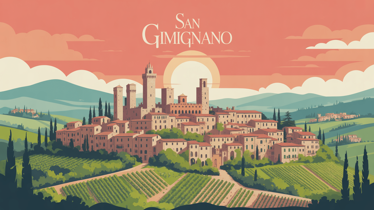 Vue panoramique san gimignano tours toscane