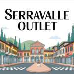 Vue aérienne du serravalle outlet au style village italien