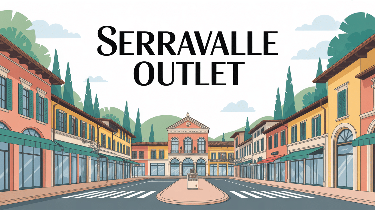 Vue aérienne du serravalle outlet au style village italien