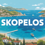 Vue aérienne skopelos plages villages