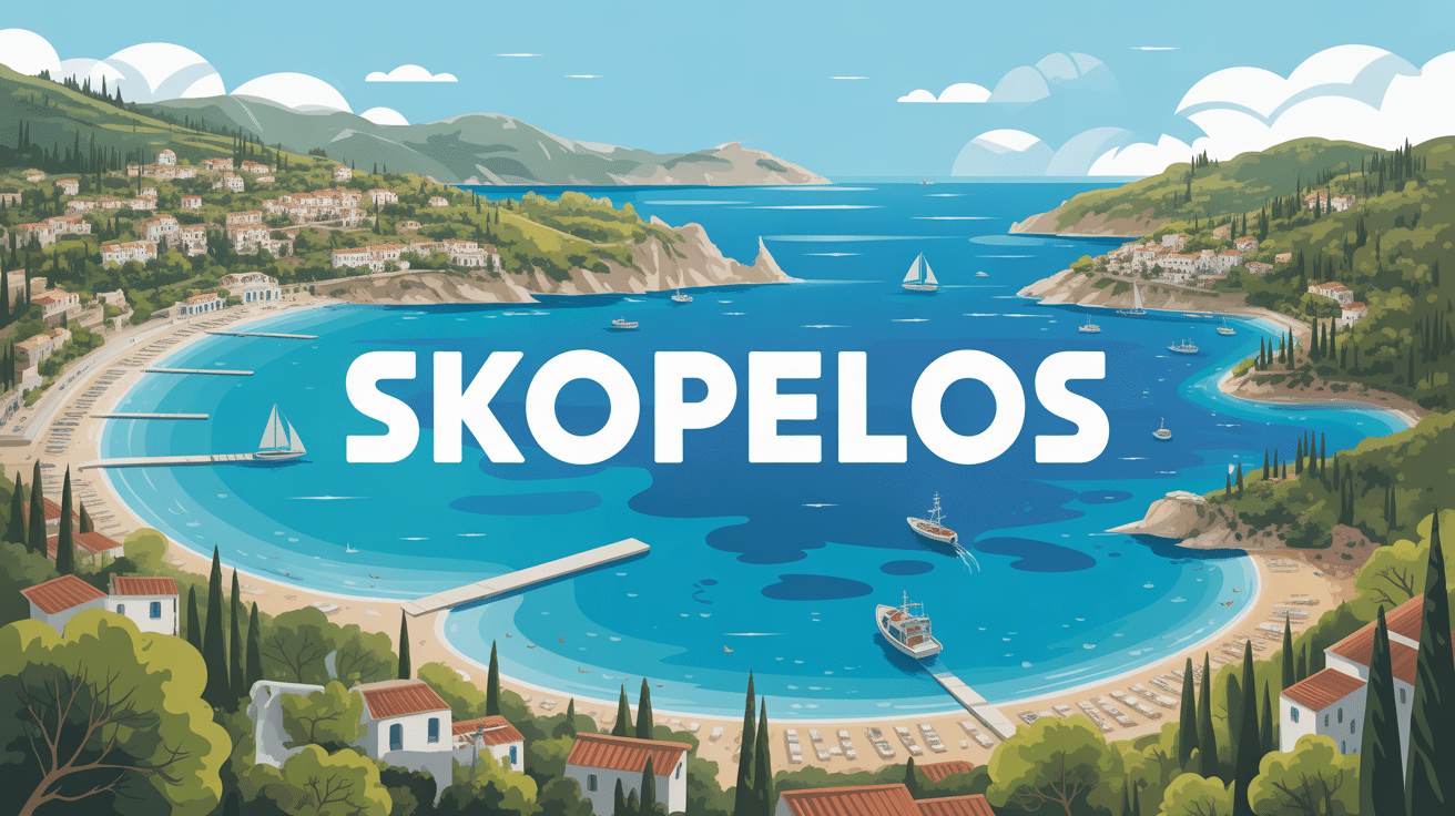 Vue aérienne skopelos plages villages