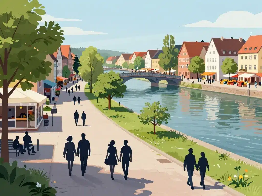 scène allemagne kehl commerces et promenade rhin