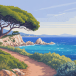 arbre sentier de tire poil vue globale cap antibes falaises mer végétation