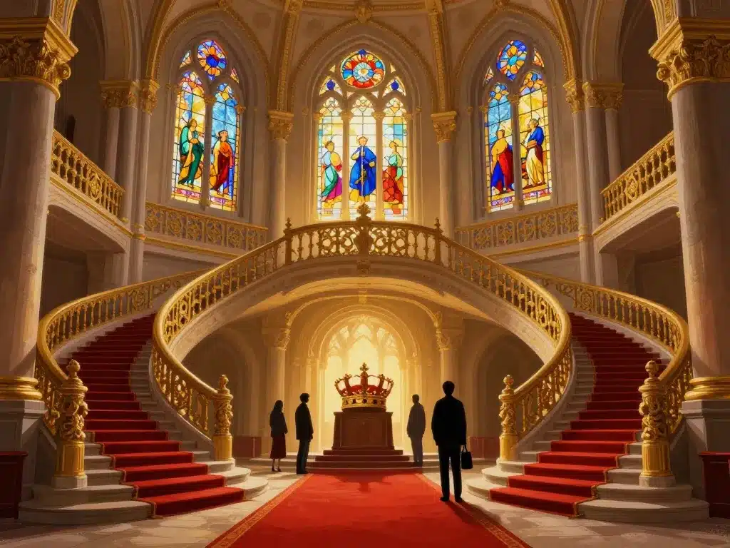 budapest parlement intérieur doré et symbole couronne