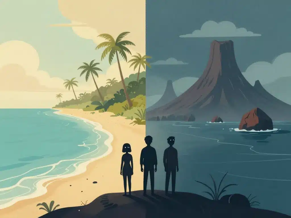 cap vert avis négatif, voyageurs déçus, contraste plage volcan