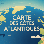 carte des cotes atlantique vue d'ensemble stylisée