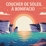 coucher de soleil bonifacio sur les falaises blanches et mer turquoise