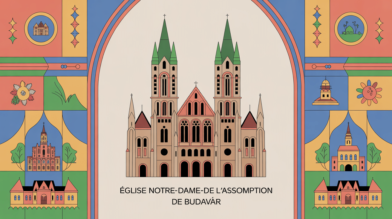 illustration colorée de l'église notre-dame-de-l'assomption de budavár