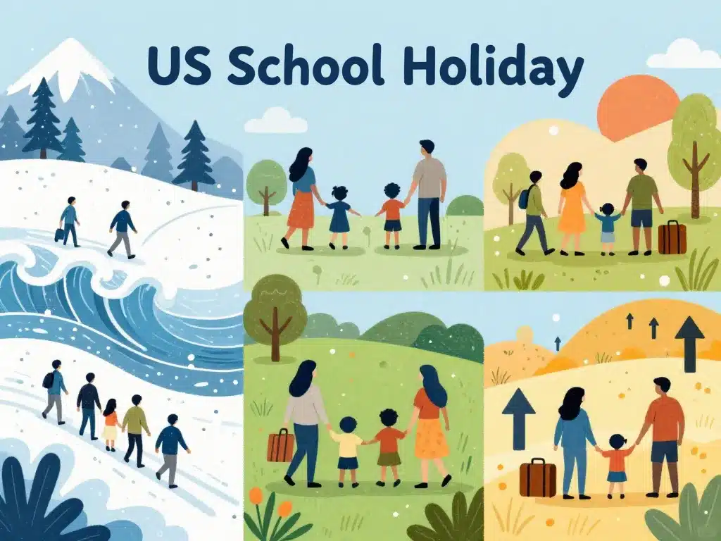 Illustration des périodes clés et voyage etats unis vacances scolaires