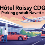 hôtel roissy charles de gaulle avec parking gratuit et navette illustration vectorielle accueil