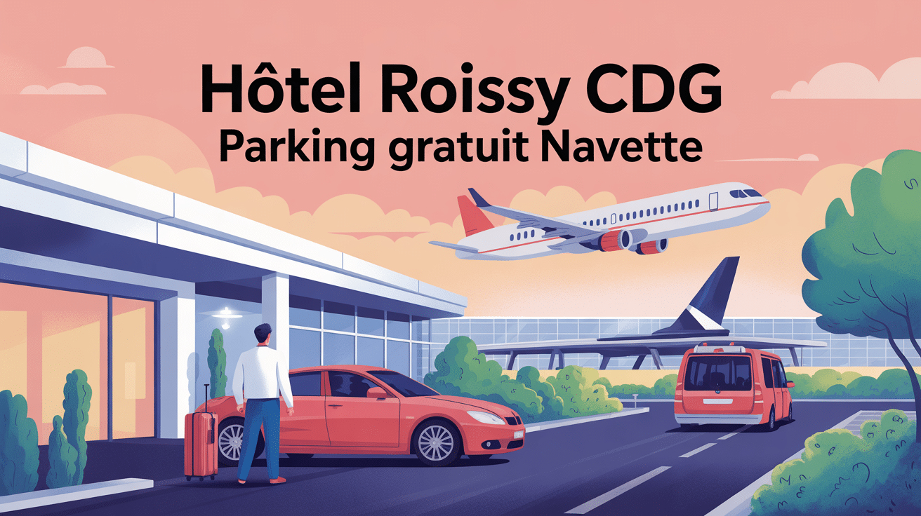 hôtel roissy charles de gaulle avec parking gratuit et navette illustration vectorielle accueil