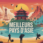 Panorama stylisé pays d'Asie top 7 diversité paysages et cultures