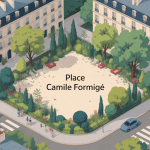 vue stylisée place camille formigé ambiance résidentielle paris 15