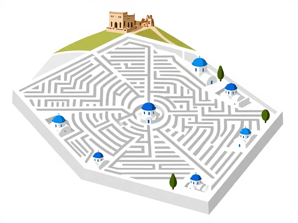 Plan attractions santorini pyrgos village églises kasteli