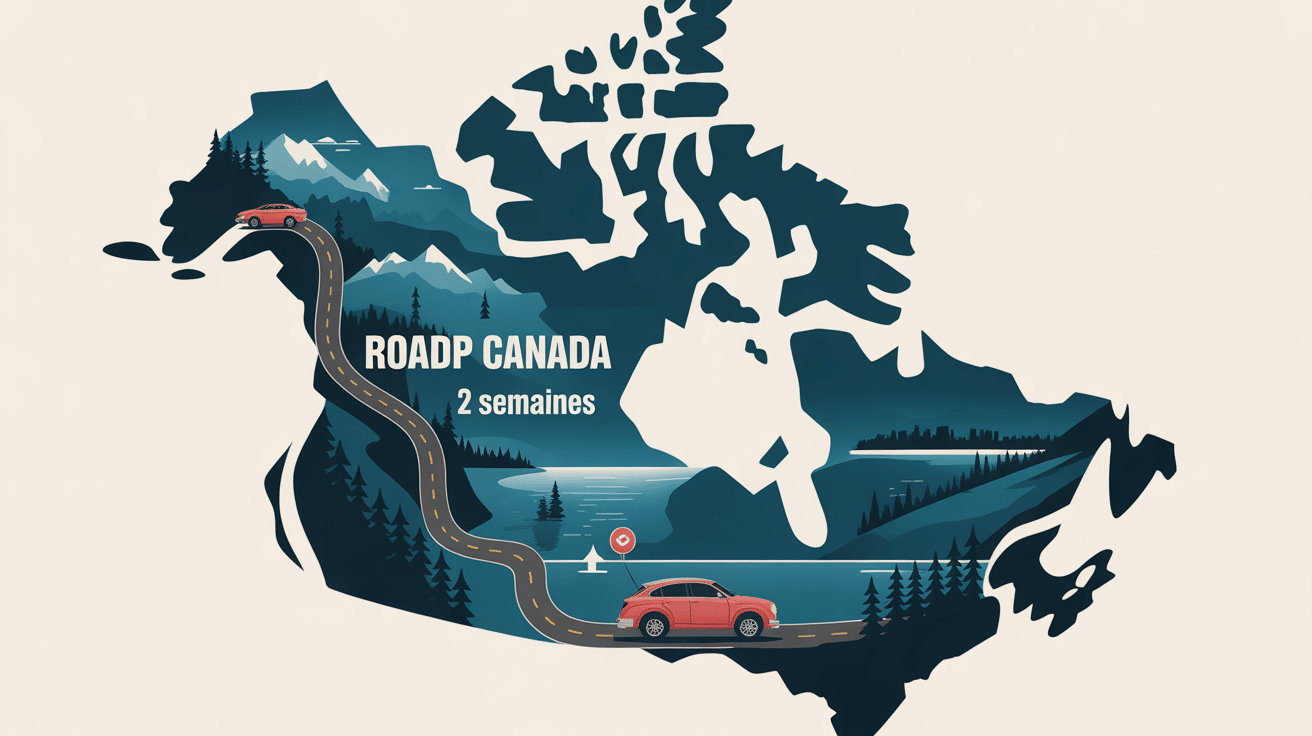 carte stylisée road trip canada 2 semaines
