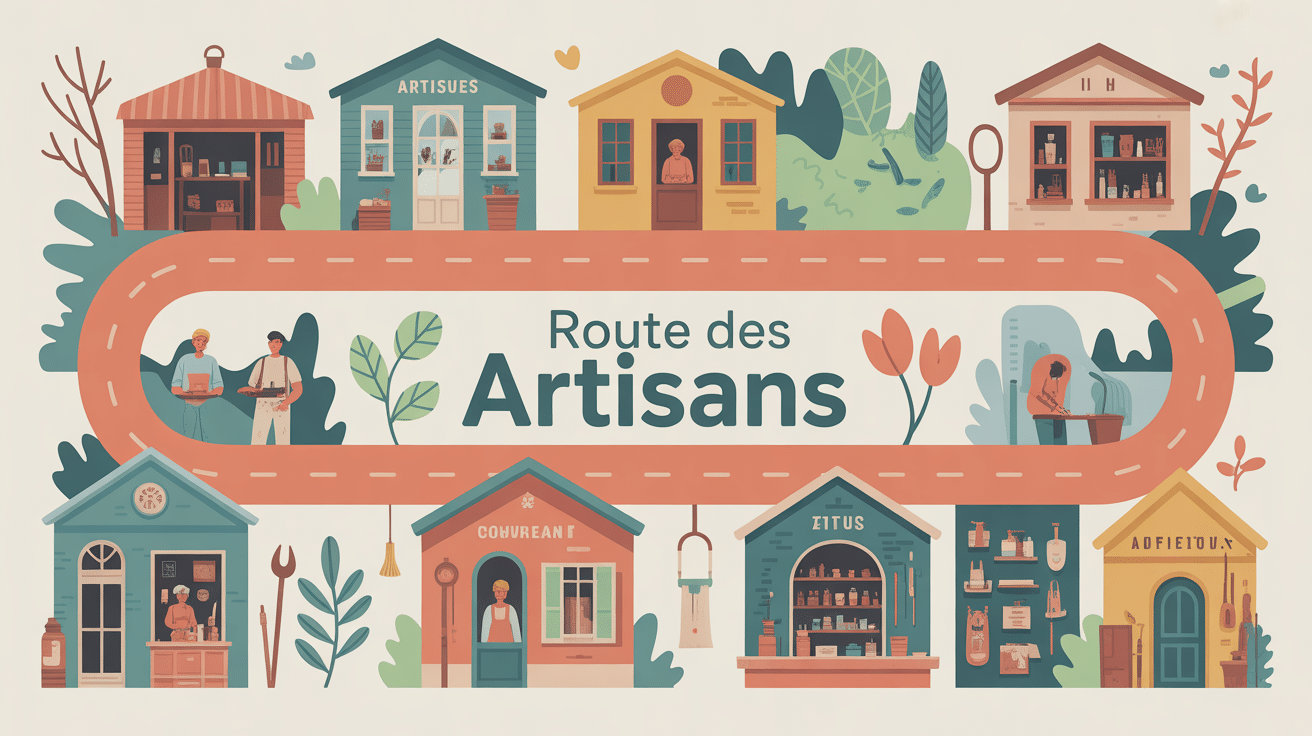 illustration route des artisans ateliers ambiance conviviale