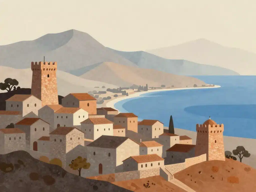 vue village tour monastère massif des albères côte méditerranéenne